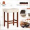 Set of 2 Backless Saddle Seat Bar Stools 24 Inch Counter Height Stools with Linen Cushion and Rubber Wood Frame